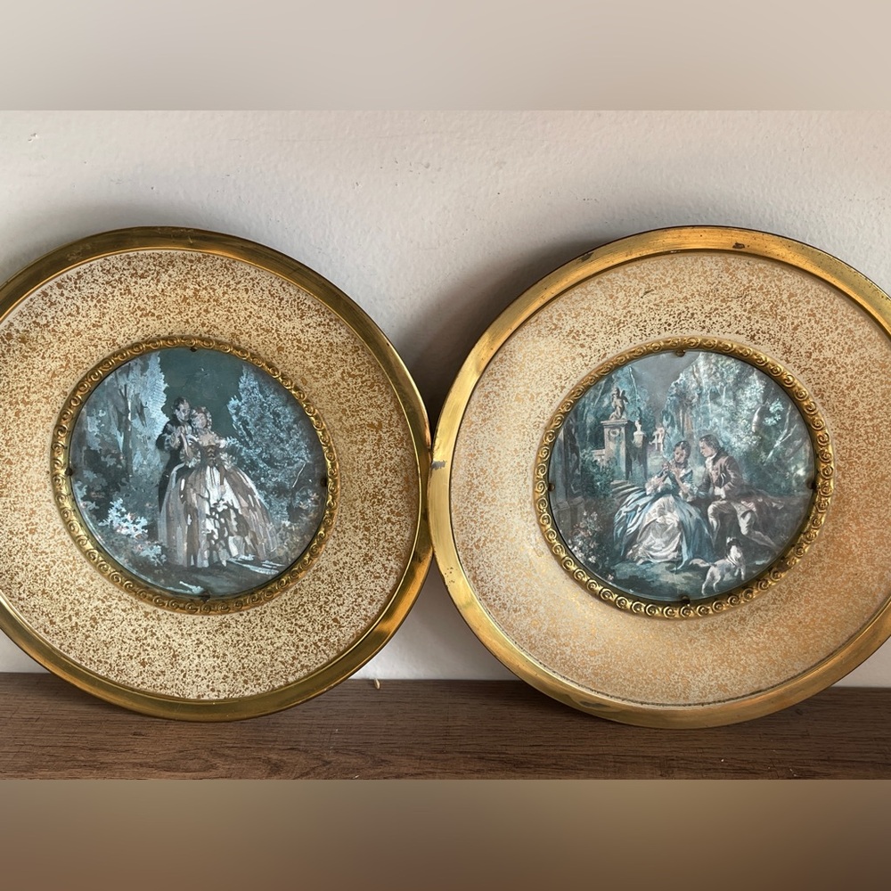 Victorian brass plates wall decor, made in England